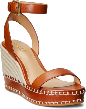 Lauren Ralph Lauren Hilarie Espadrille - Sandals for Women - Smooth Leather Upper - Adjustable Buckle Closure