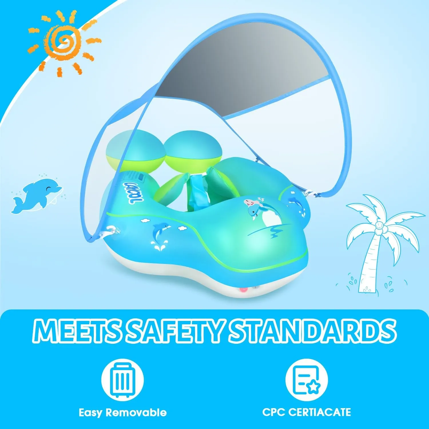 LAYCOL Baby Swimming Float with UPF50  Sun Canopy Baby Floats for Pool No Flip Overbaby Pool for Baby Age of 3-36 Months