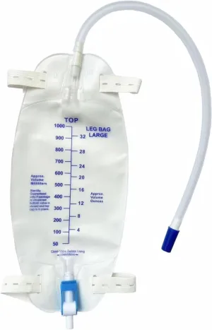 lifevv 3 Pack Easy-Tap Leg Bag Urinary Drainage Bag, 32 Oz with 3 18” Tubing, Anti-Reflux Valve, Cloth Straps Easy Flip Drain