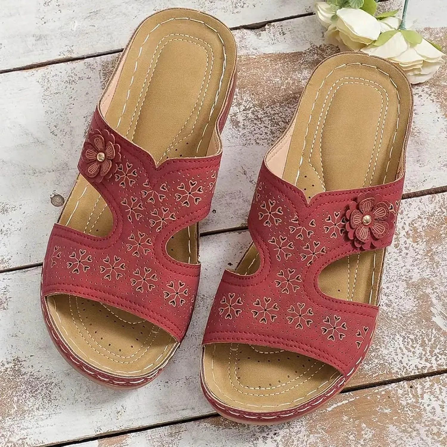 Lightweight Orthopedic Sandals for Women 2025 Mesh Breathable Casual Slip on Summer Wedge Shoes Arch Support Anti Slip Slides