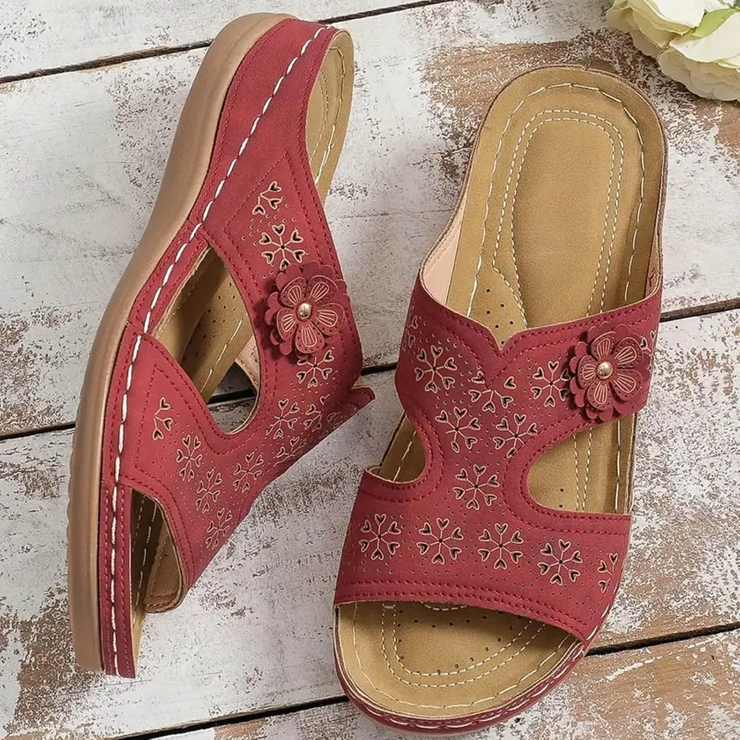 Lightweight Orthopedic Sandals for Women 2025 Mesh Breathable Casual Slip on Summer Wedge Shoes Arch Support Anti Slip Slides