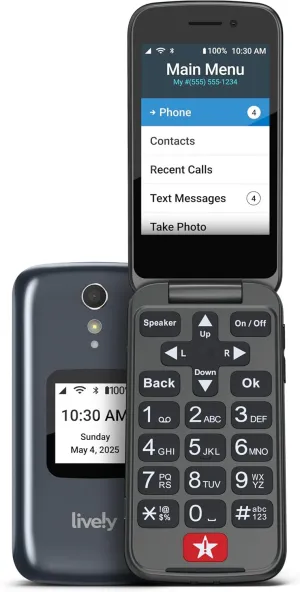 Lively Jitterbug Flip2 - Flip Cell Phone for Seniors - Not Compatible with Other Wireless Carriers - Must Be Activated Phone Plan - Graphite Flip Phone