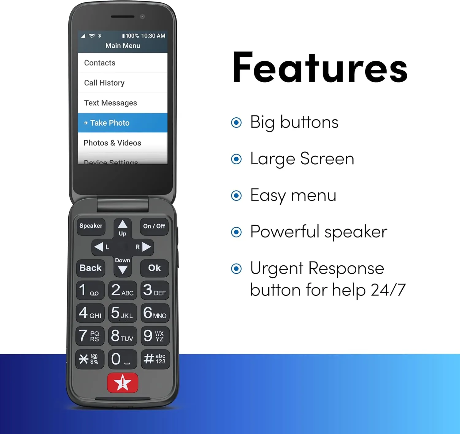 Lively Jitterbug Flip2 - Flip Cell Phone for Seniors - Not Compatible with Other Wireless Carriers - Must Be Activated Phone Plan - Graphite Flip Phone