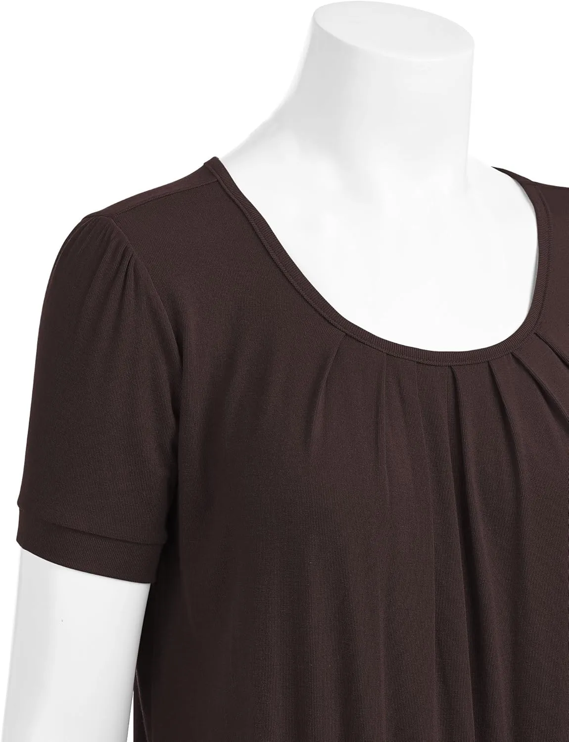 LL Womens Scoop Neck Short Sleeve Front Pleated Tunic - Made in USA