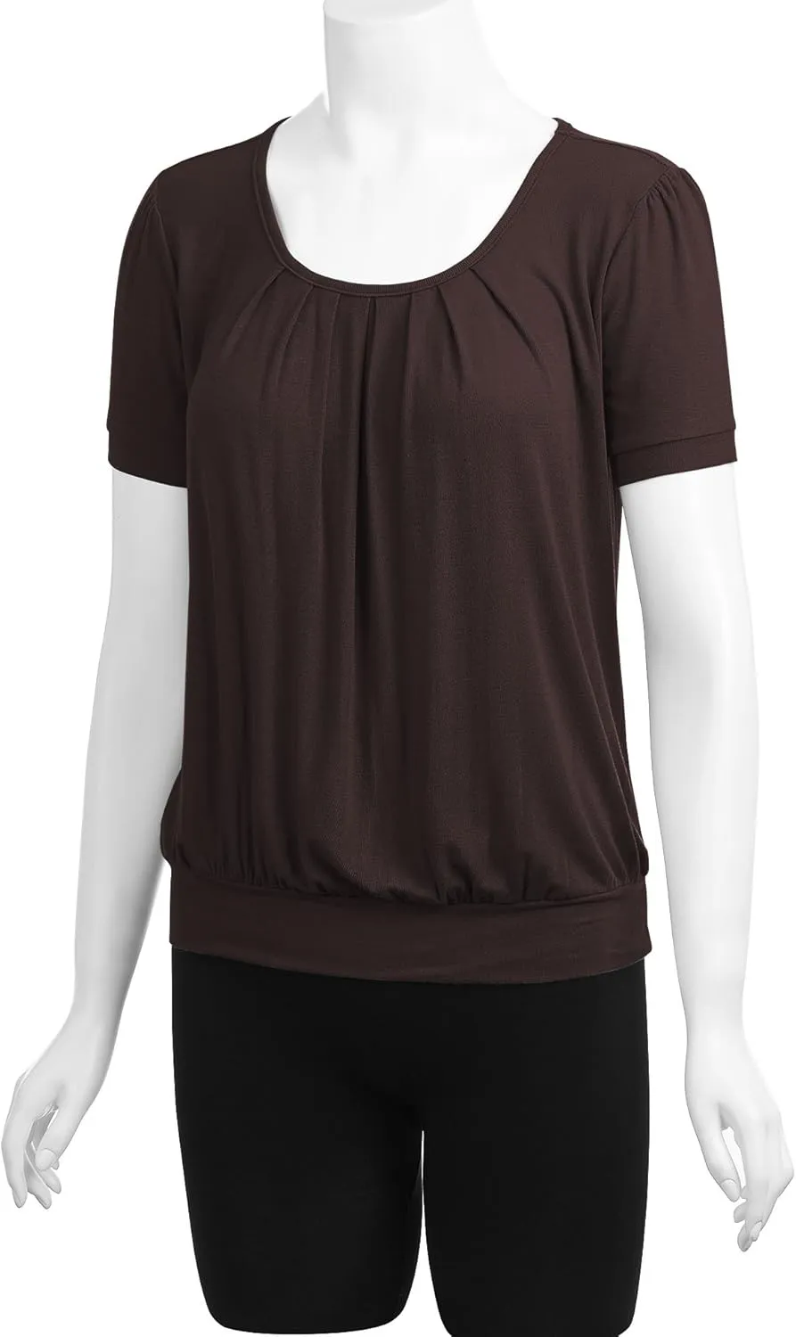 LL Womens Scoop Neck Short Sleeve Front Pleated Tunic - Made in USA