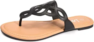 LM Women's Thong Sandals T-Strap Sandals Slip On Flat Sandals Flip Flop Casual Summer Slide Sandals