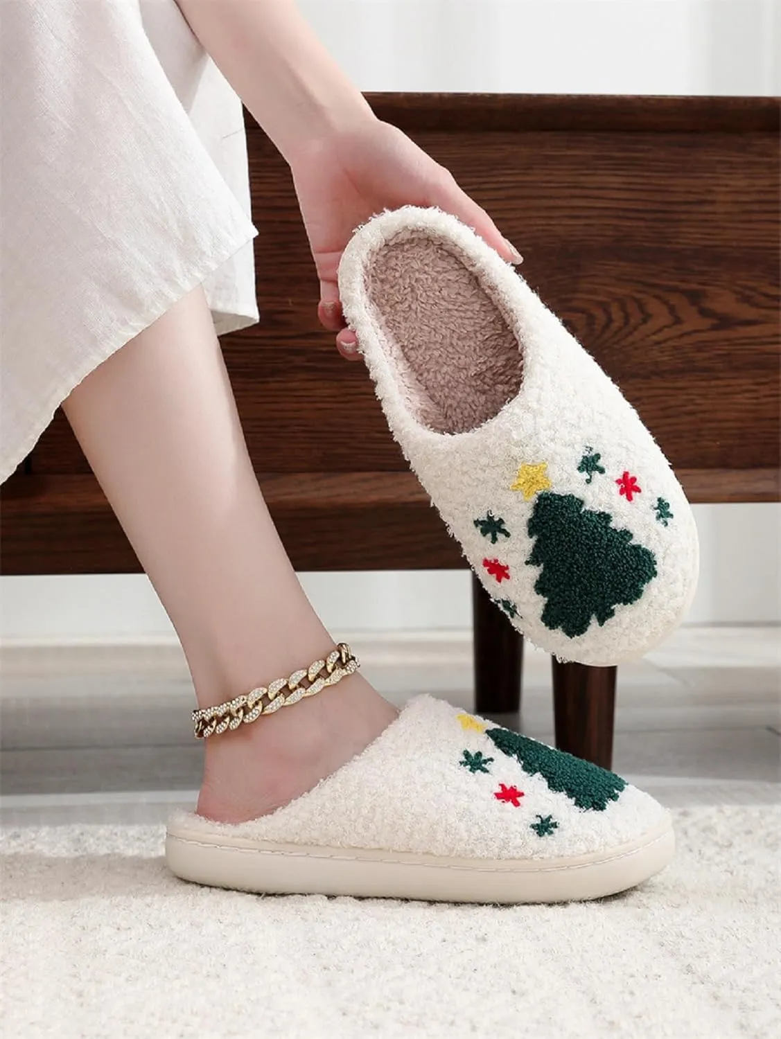 LNERIP Animal Slippers Fruit Slippers Plant Slippers Various Cartoon Patterns Fluffy Soft Memory Foam Retro Indoor Outdoor Home Couple Shoes