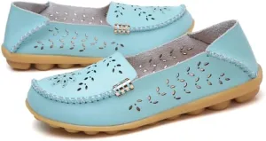 Loafers for Women Comfortable Slip on Casual Flats Walking Leather Shoes Breathable & Lightweight Non-Slip Moccasins