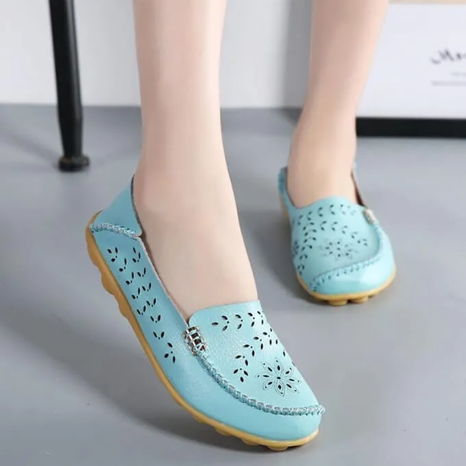 Loafers for Women Comfortable Slip on Casual Flats Walking Leather Shoes Breathable & Lightweight Non-Slip Moccasins