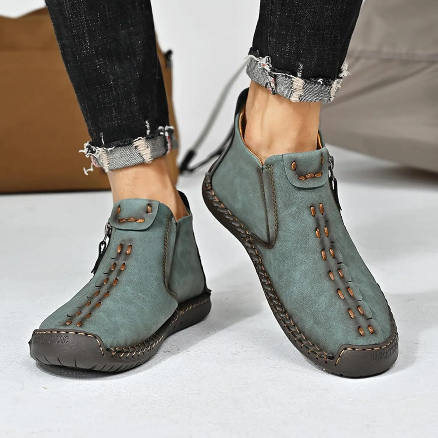 Loderin Womens Boots, Loderin Womens Leather Boots, Loderin Womens Shoes, Women's Casual Fashion Non-Slip Leather Medieval Slip-On Boots, Breathable And Light &Non-Slip Shoes