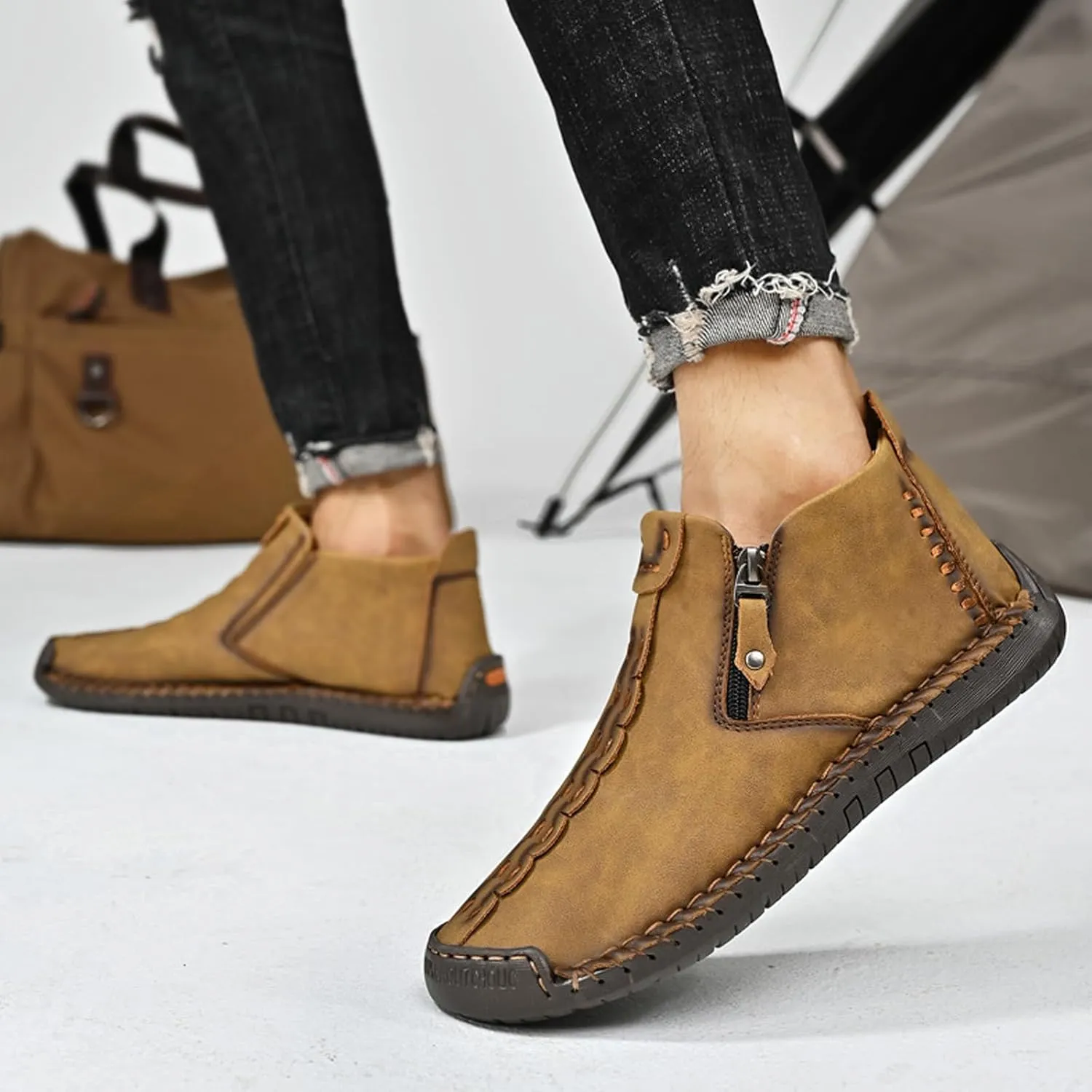 Loderin Womens Boots, Loderin Womens Leather Boots, Loderin Womens Shoes, Women's Casual Fashion Non-Slip Leather Medieval Slip-On Boots, Breathable And Light &Non-Slip Shoes