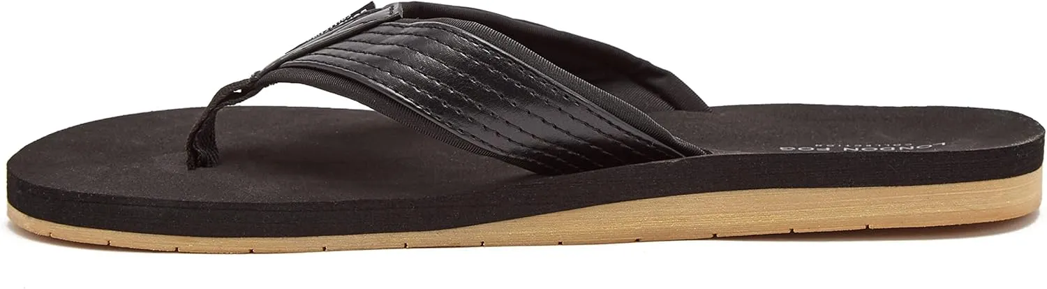 LONDON FOG Tyrone Men’s Thong Sandals, Athletic Flip Flops for Men Size 7 to 13 - Black, Tan, or Brown