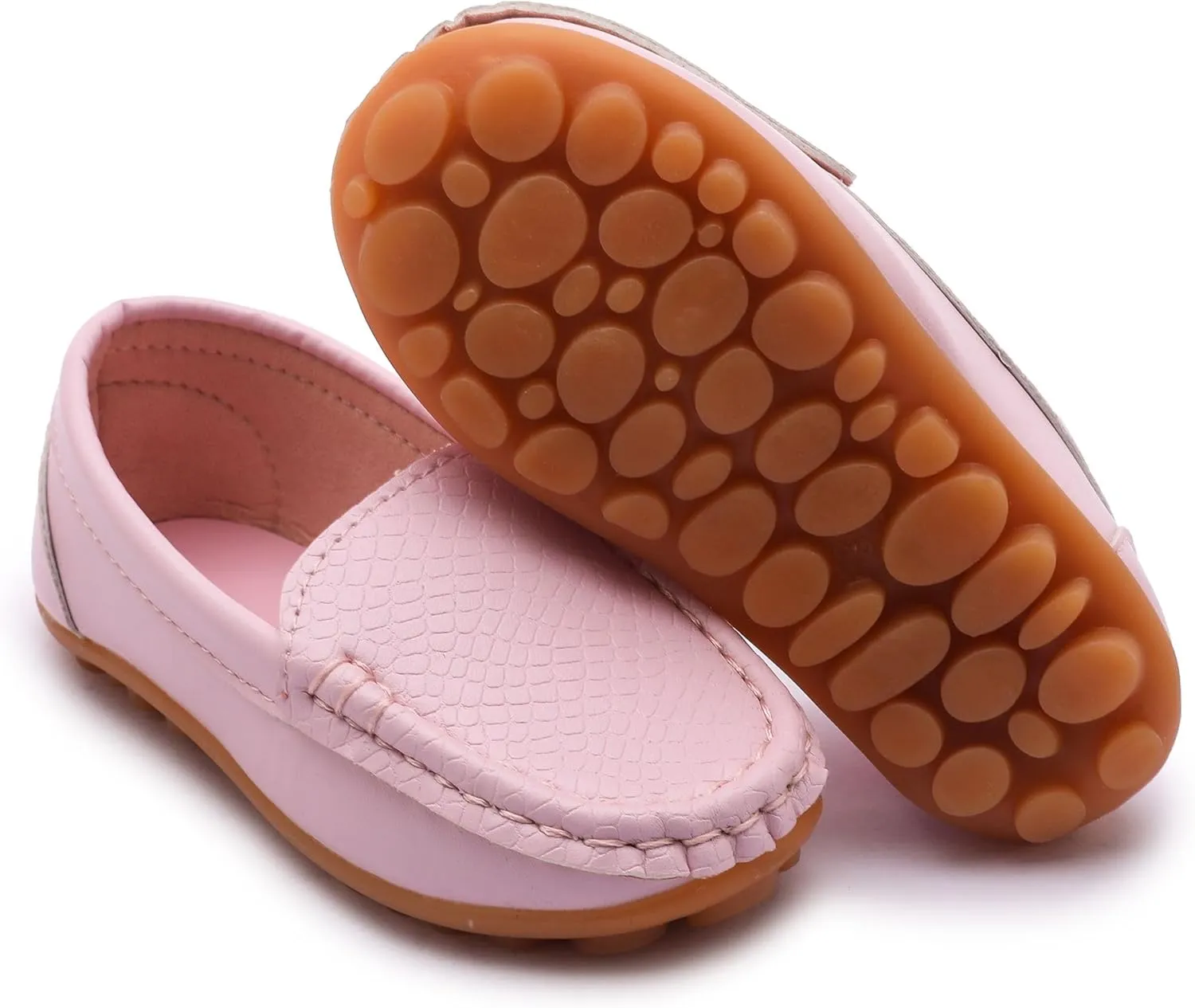 LONSOEN Toddler Little Kid Boys Girls Soft Slip On Loafers Dress Flat Shoes