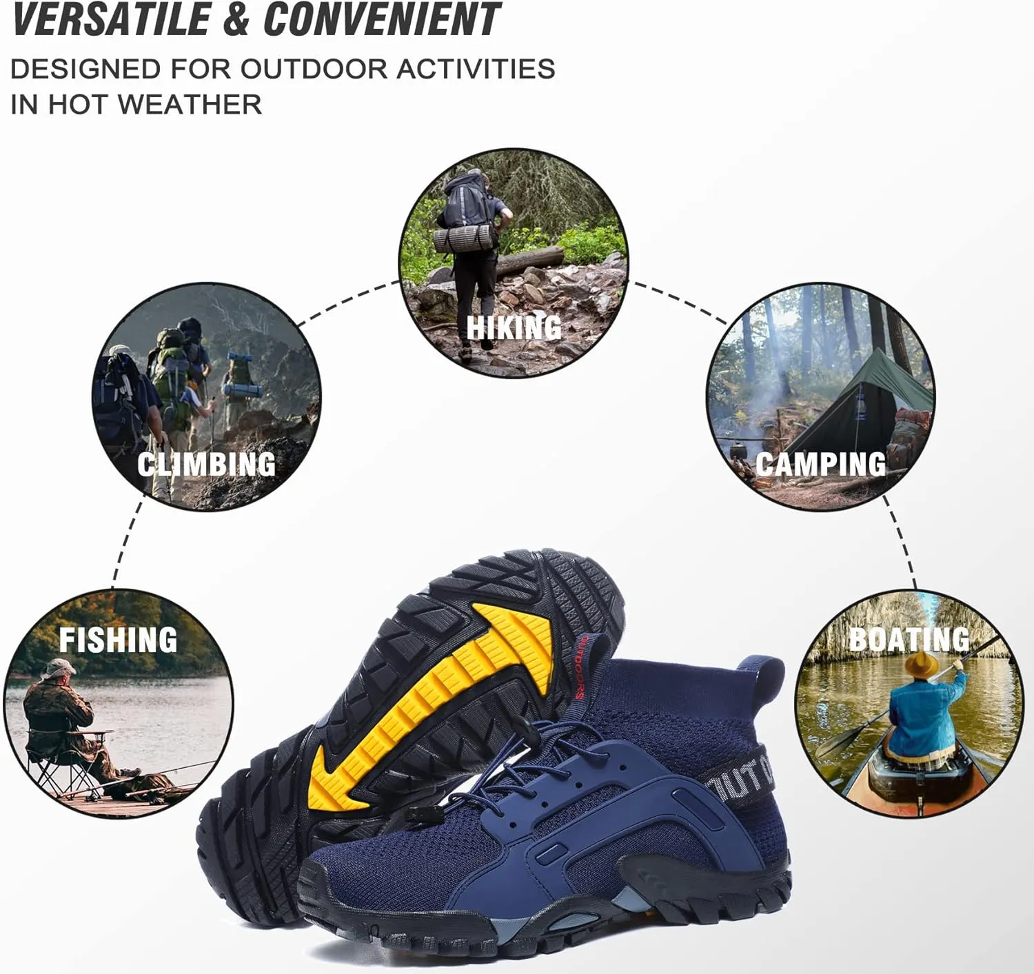 LOUECHY Men's Hiking Shoes Slip-On Walking Shoes Breathable Sock Sneakers