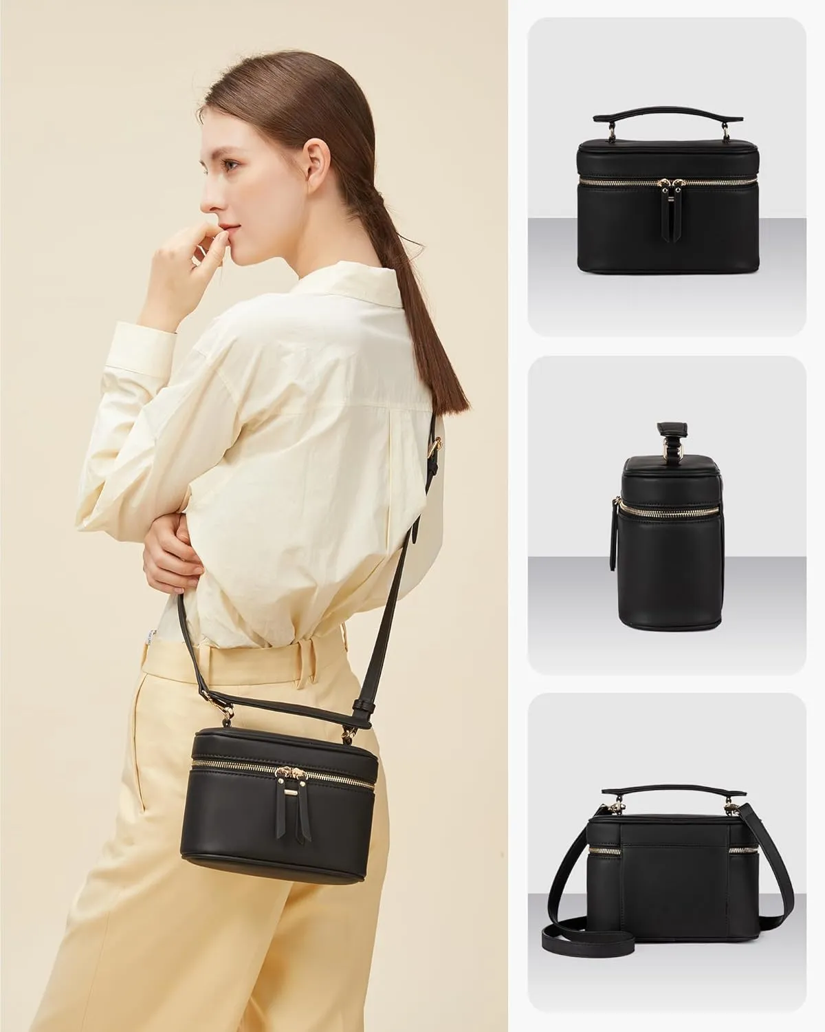 LOVEVOOK Crossbody Bag for Women, Top Handle Shoulder Pouch Purse Small PU Leather Satchel Handbag, Flap Box Bag for Ladies