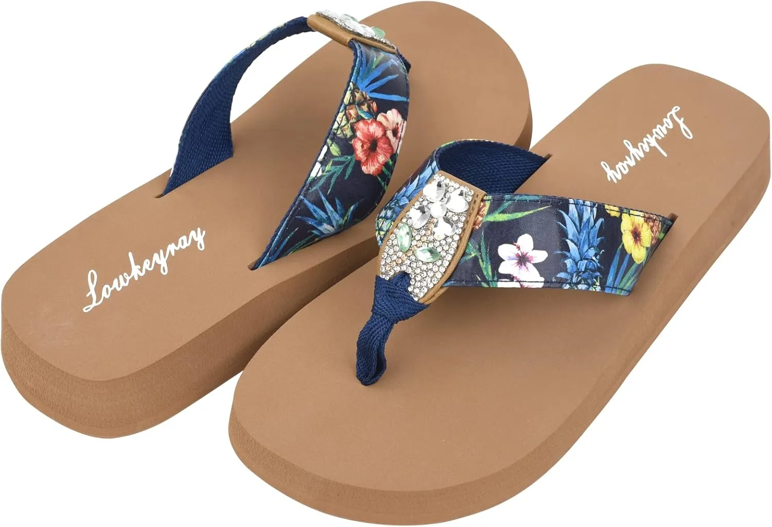 Lowkeyray Womens Flip Flops On Vocation Beach Comfort Thong Style Flip Flops Sandals for Women Whith Sequins