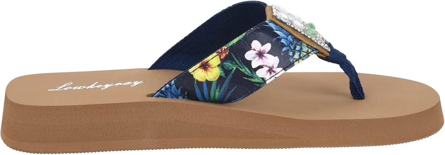 Lowkeyray Womens Flip Flops On Vocation Beach Comfort Thong Style Flip Flops Sandals for Women Whith Sequins