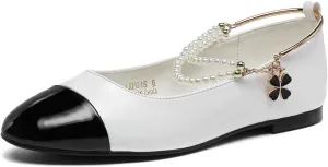 Lryweisy Women's Sparkle Ballet Flats Shoes Pearl Colorful Shiny Dress Shoes Memory Foam Cushioned Ballet Flats Glitter Round-Toe Retro Casual Flats