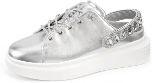 LUCKY STEP Women's Rhinestone Mule Shoes Adjustable Casual Slip On Sneakers Closed Toe Breathable Clogs