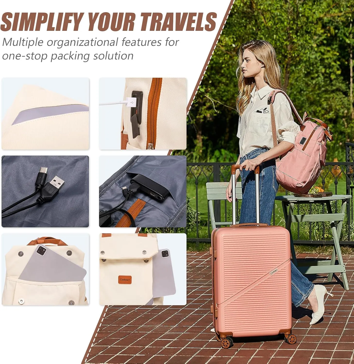 Luggage Sets 5 Piece Suitcases with Wheels, Suitcase Set ABS Hard Case Luggage with TSA Lock Spinner Wheels Durable Travel Luggage(Gray, 5-Piece Set(20"/24"/29"))