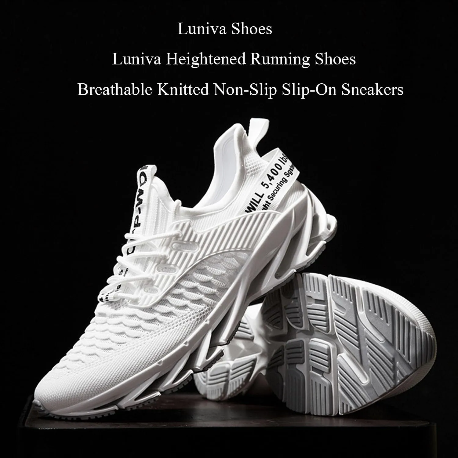 Luniva Shoes, Height Boosting Shoes For Men, Breathable Knitted Non-Slip Slip-On Sneakers