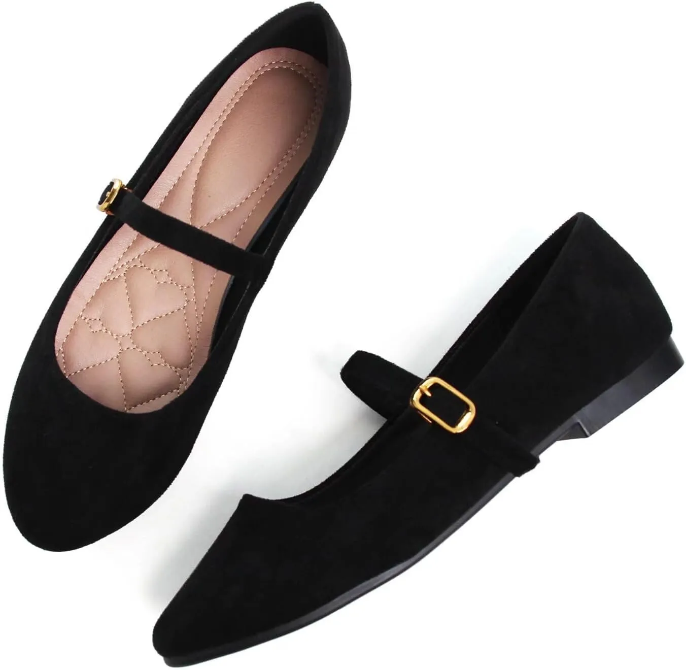 LUXINYU Women's Slip on Flats,Classy Round Toe Solid Classic Mary Jane Ballet Dance Shoes Soft Comfortable PU Flat Shoes