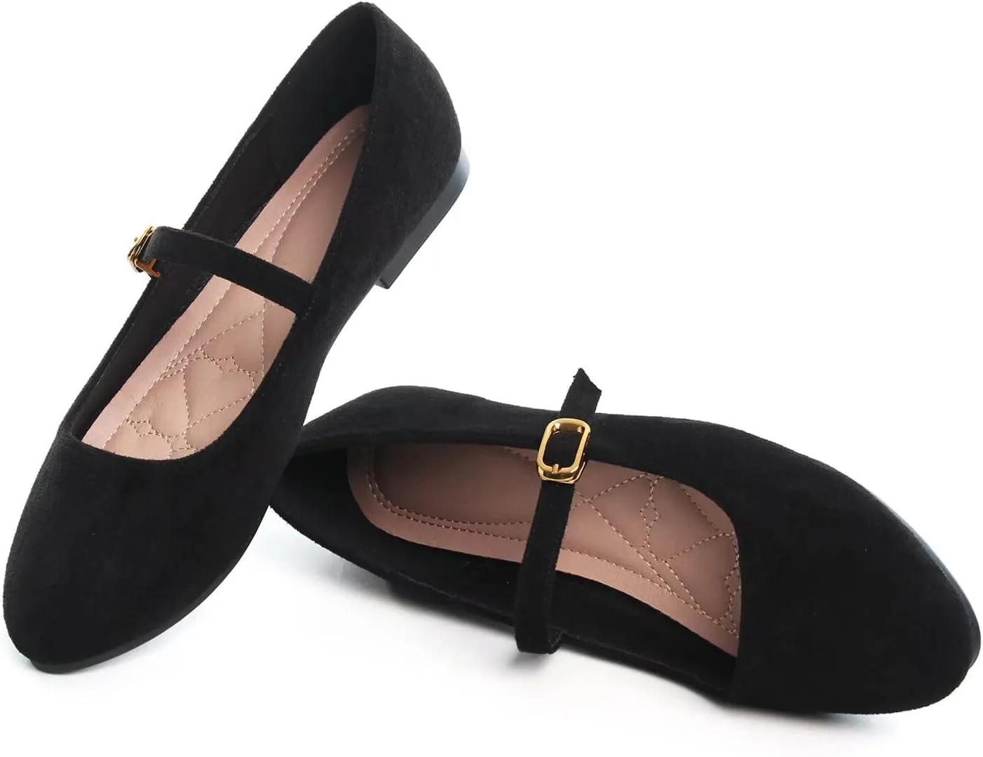 LUXINYU Women's Slip on Flats,Classy Round Toe Solid Classic Mary Jane Ballet Dance Shoes Soft Comfortable PU Flat Shoes