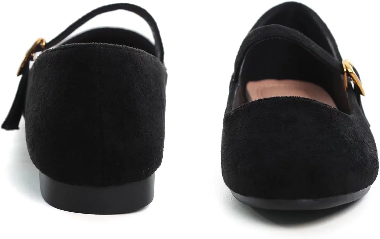 LUXINYU Women's Slip on Flats,Classy Round Toe Solid Classic Mary Jane Ballet Dance Shoes Soft Comfortable PU Flat Shoes