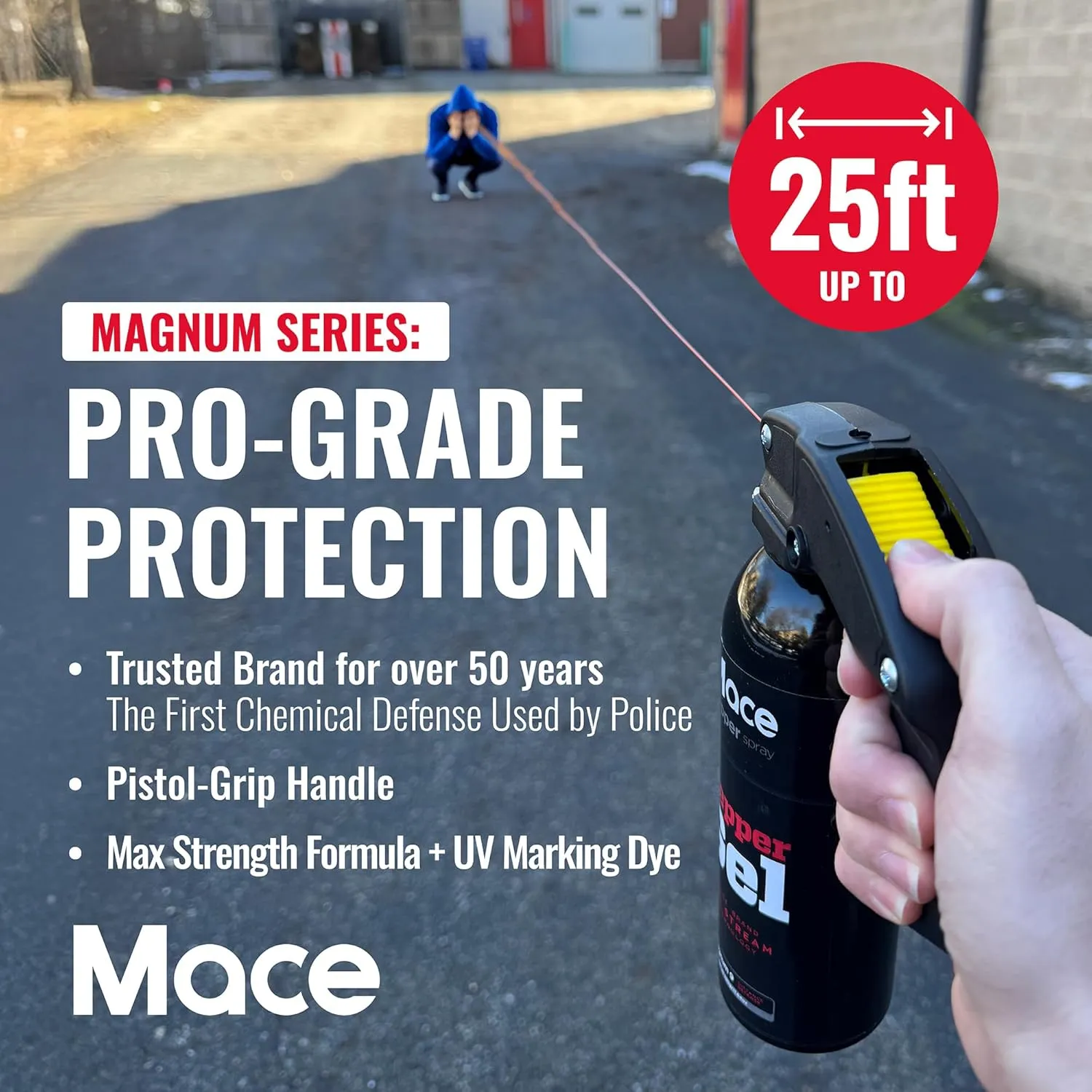 Mace Magnum 3, Magnum 4, or Magnum 9 Pepper Gel Spray, Up to 25 Feet Range, No Wind Blowback, Pepper Spray Gel for Women & Men