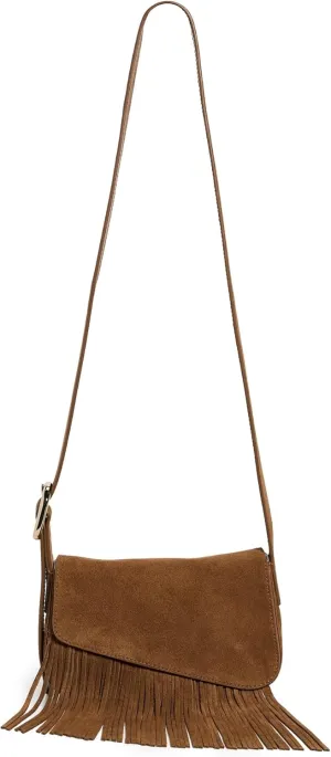 Madewell Women's Soft Grain Flap Crossbody Fringe Bag, Aged Cognac, Brown, One Size