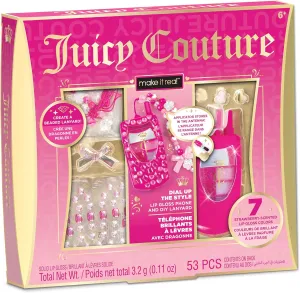 Make It Real Juicy Couture Lip Gloss Dial Up The Style Phone & DIY Lanyard - 7 Strawberry-Scented Lip Gloss Colors, Create Beaded Lanyard & Decorate with Gems for Girls Ages 6 