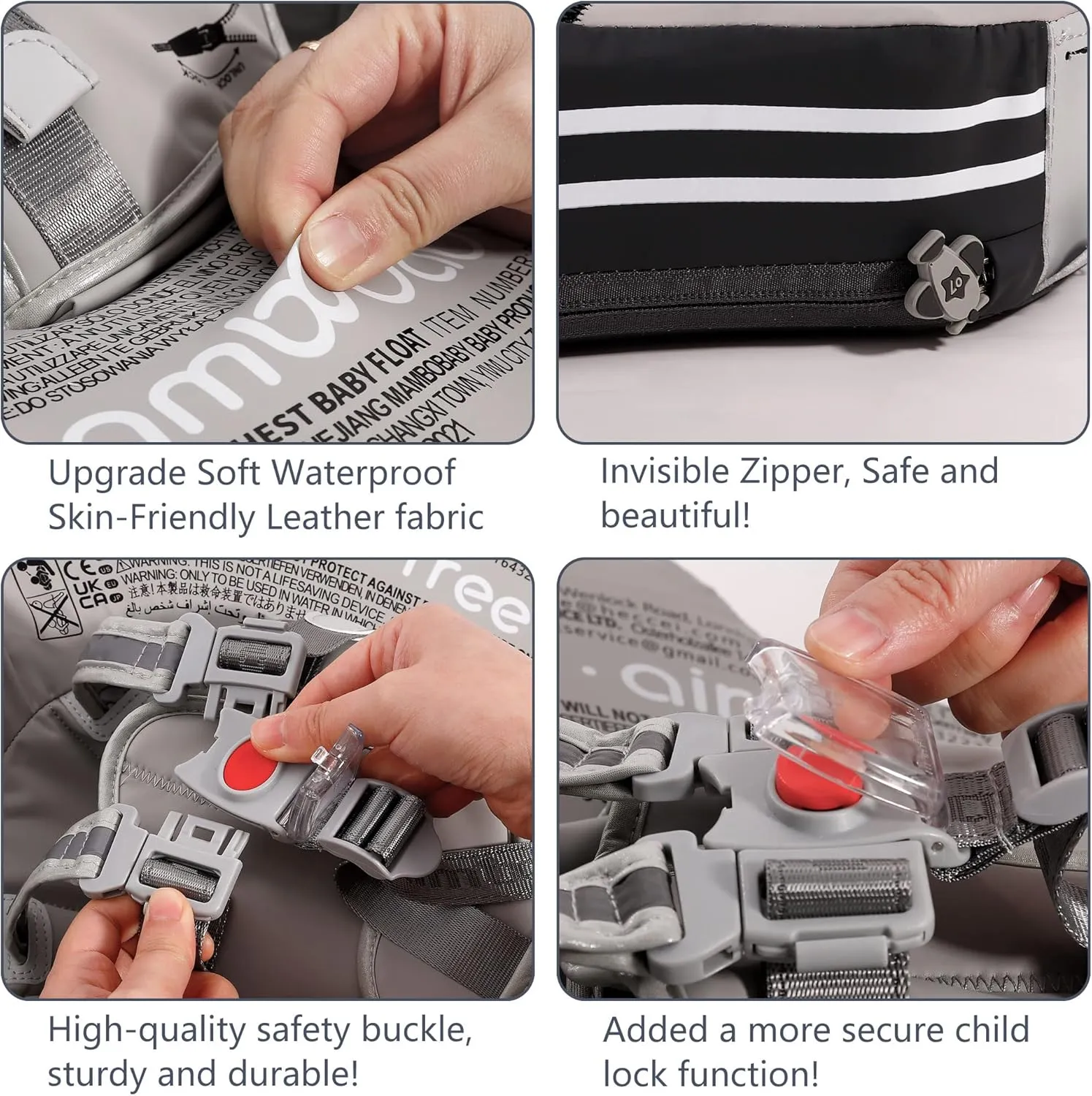 Mambobaby Add Tail Newest No.07 Airplane Baby Float with Sun Canopy – Gray