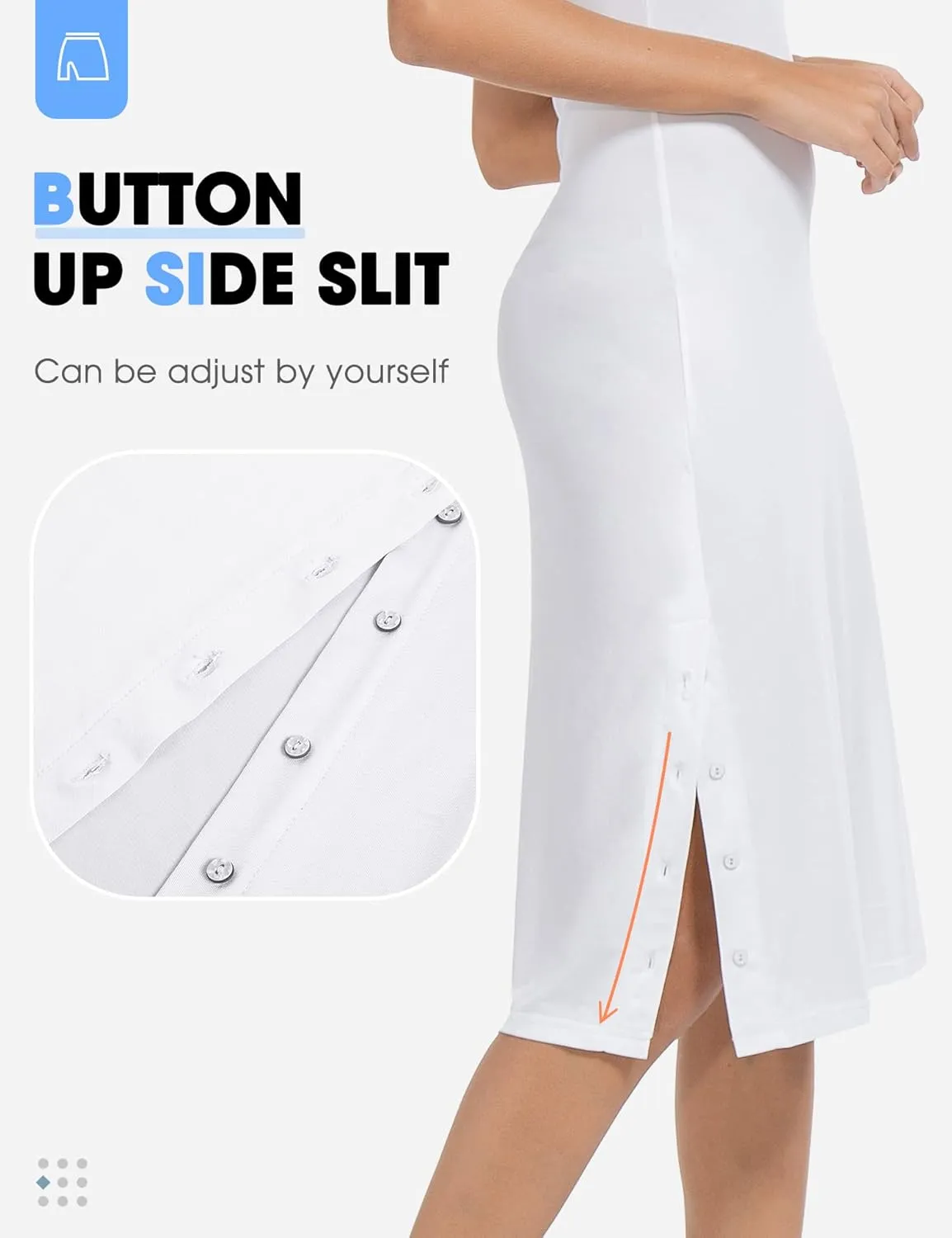 MANCYFIT Full Slip Dress for Women Spaghetti Strap Under Cami Slit Soft Sleeveless Nightgowns