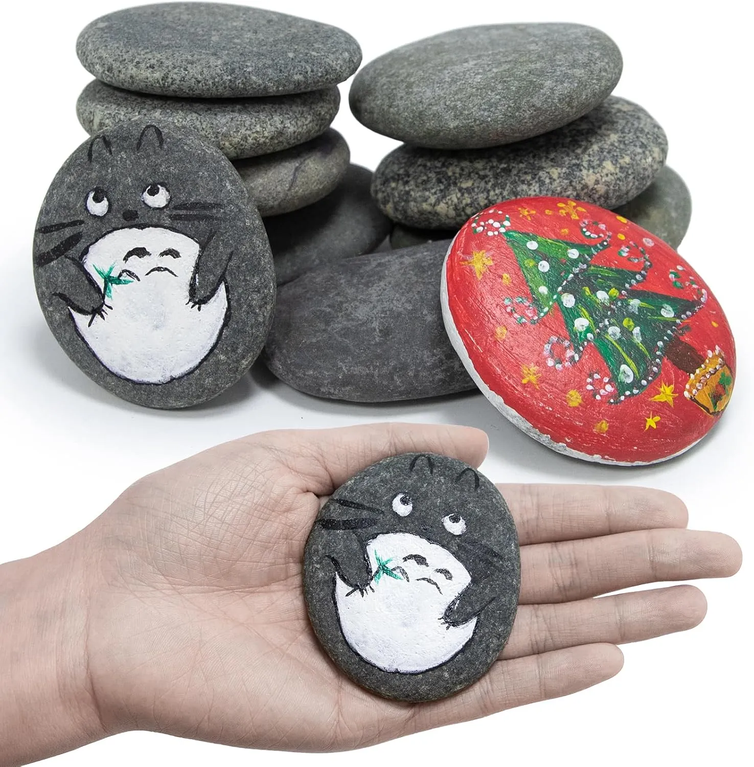 Markdang Rocks for Painting 10 Pcs 3-4” Large River Rock for Paint Natural Flat & Smooth Stones for Painting for Kids & Adult Craft Gift