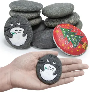 Markdang Rocks for Painting 10 Pcs 3-4” Large River Rock for Paint Natural Flat & Smooth Stones for Painting for Kids & Adult Craft Gift