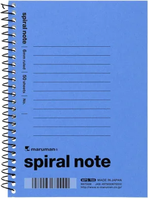 Maruman N670A-02 Spiral Ring Notebook, 0.2 inch (6 mm), Horizontal Rule, A6, Blue, 10