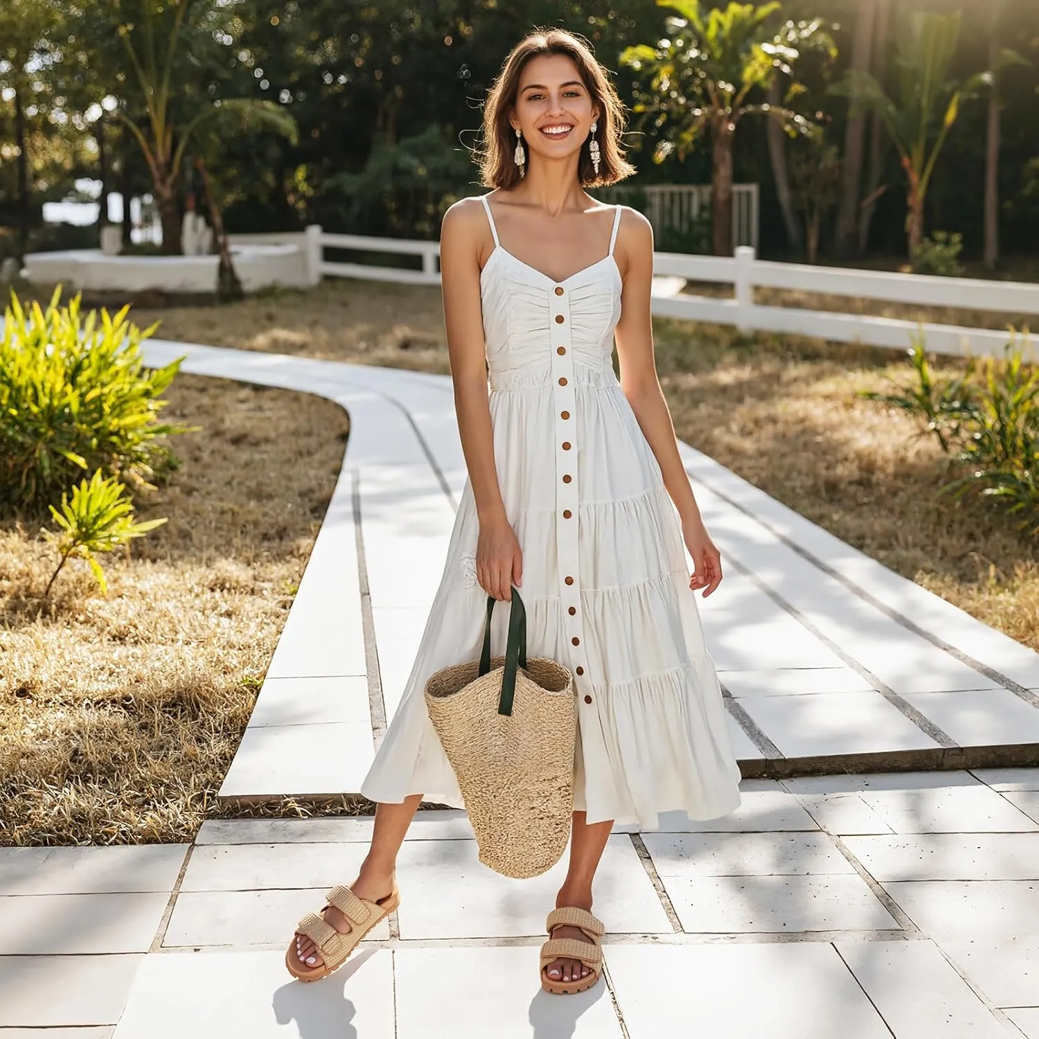 Mattiventon Raffia Sandals for Women Espadrille Summer Beach Sandals Comfortable Slip on Open Toe Flat Sandals for Causal Vacation