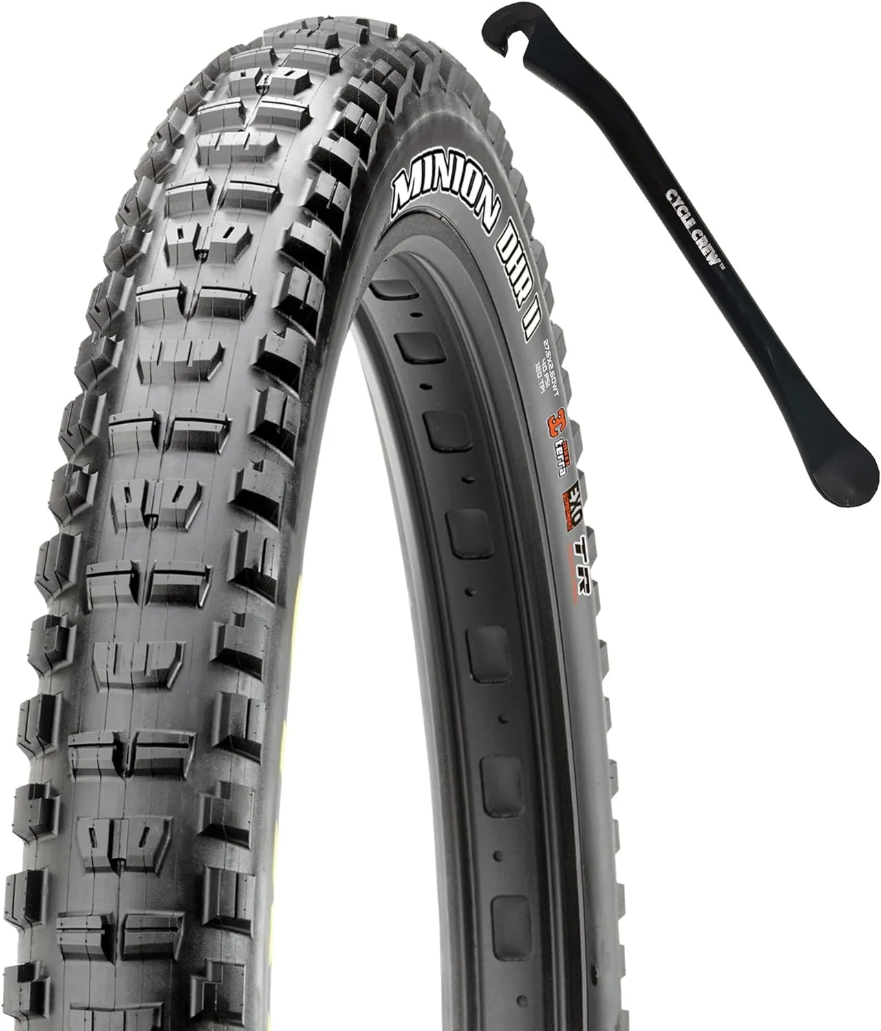 MAXXIS Minion DHF or DHR II 24" 26" 27.5" & 29" Mountain Bike Tire Bundle with Cycle Crew Tire Lever