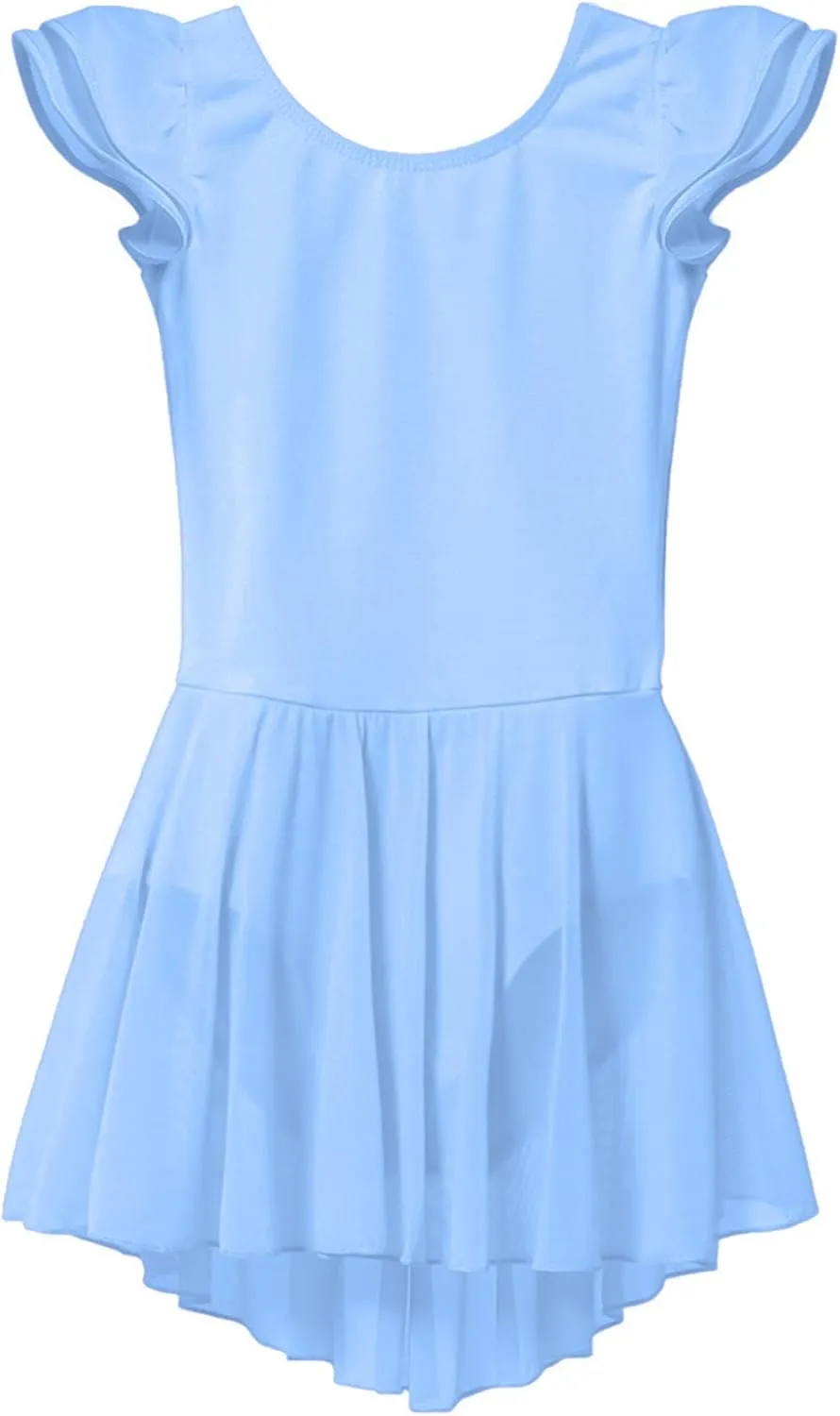 MdnMd Ballet Leotards for Girls Toddler Dance Ballet Leotard with Skirt Ballerina Dresses Tutu Outfits Flutter Sleeve