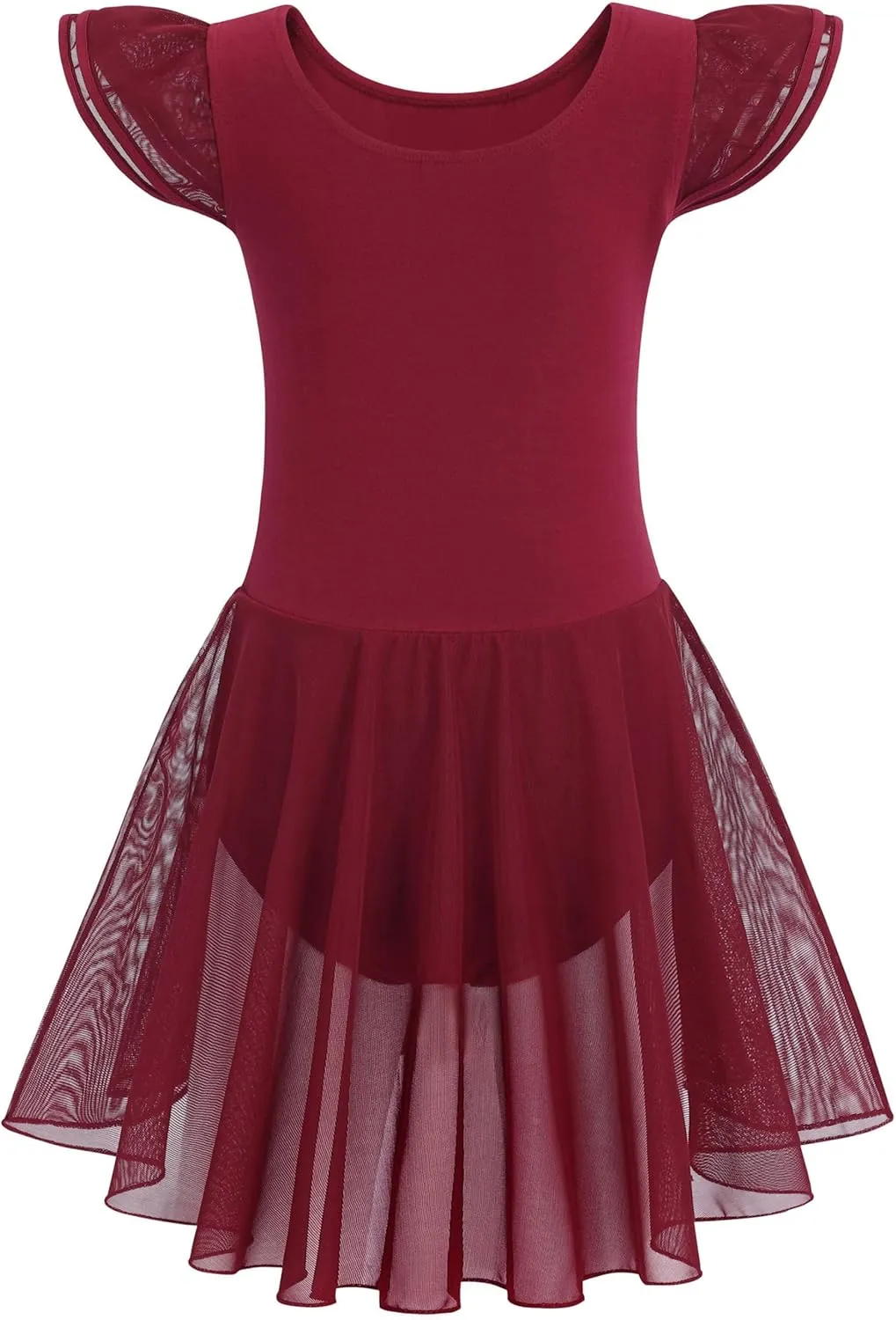 MdnMd Ballet Leotards for Girls Toddler Dance Ballet Leotard with Skirt Ballerina Dresses Tutu Outfits Flutter Sleeve