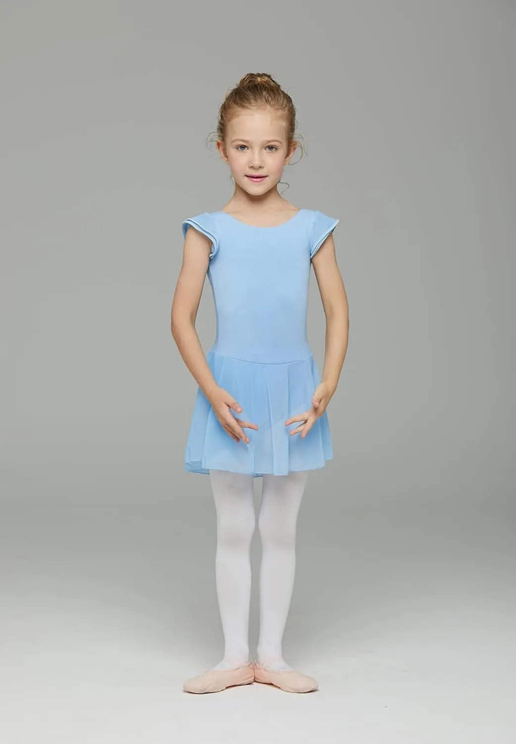 MdnMd Ballet Leotards for Girls Toddler Dance Ballet Leotard with Skirt Ballerina Dresses Tutu Outfits Flutter Sleeve