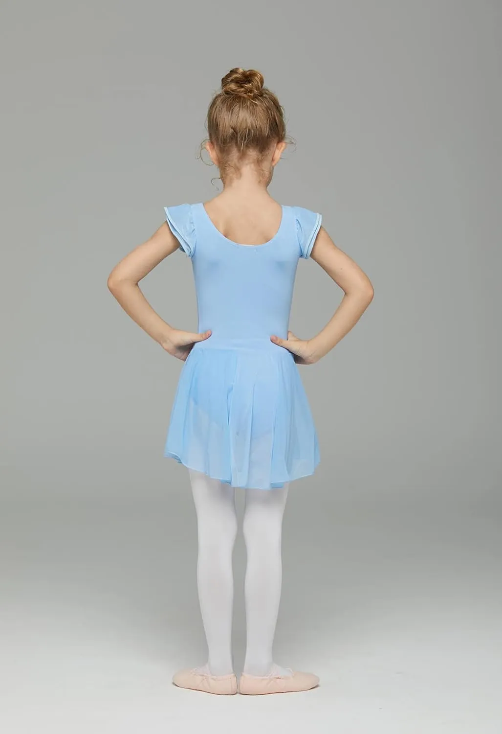 MdnMd Ballet Leotards for Girls Toddler Dance Ballet Leotard with Skirt Ballerina Dresses Tutu Outfits Flutter Sleeve