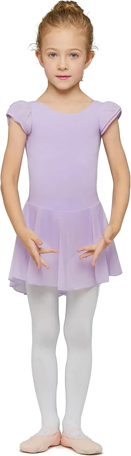 MdnMd Ballet Leotards for Girls Toddler Dance Ballet Leotard with Skirt Ballerina Dresses Tutu Outfits Flutter Sleeve