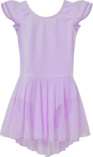MdnMd Ballet Leotards for Girls Toddler Dance Ballet Leotard with Skirt Ballerina Dresses Tutu Outfits Flutter Sleeve