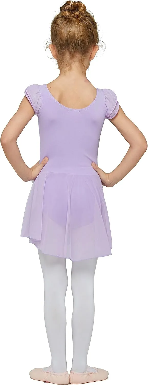MdnMd Ballet Leotards for Girls Toddler Dance Ballet Leotard with Skirt Ballerina Dresses Tutu Outfits Flutter Sleeve