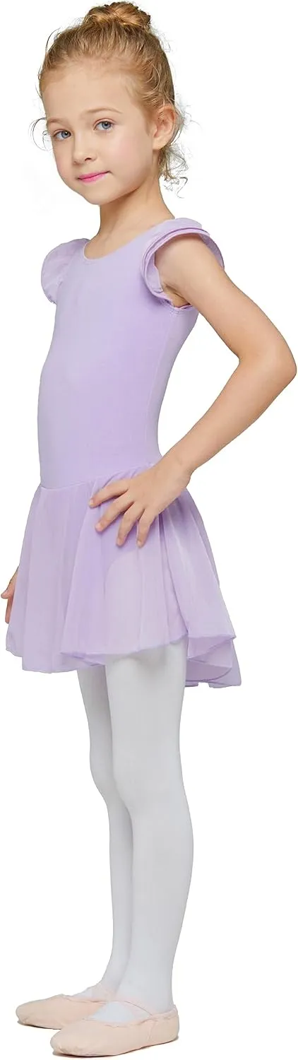 MdnMd Ballet Leotards for Girls Toddler Dance Ballet Leotard with Skirt Ballerina Dresses Tutu Outfits Flutter Sleeve