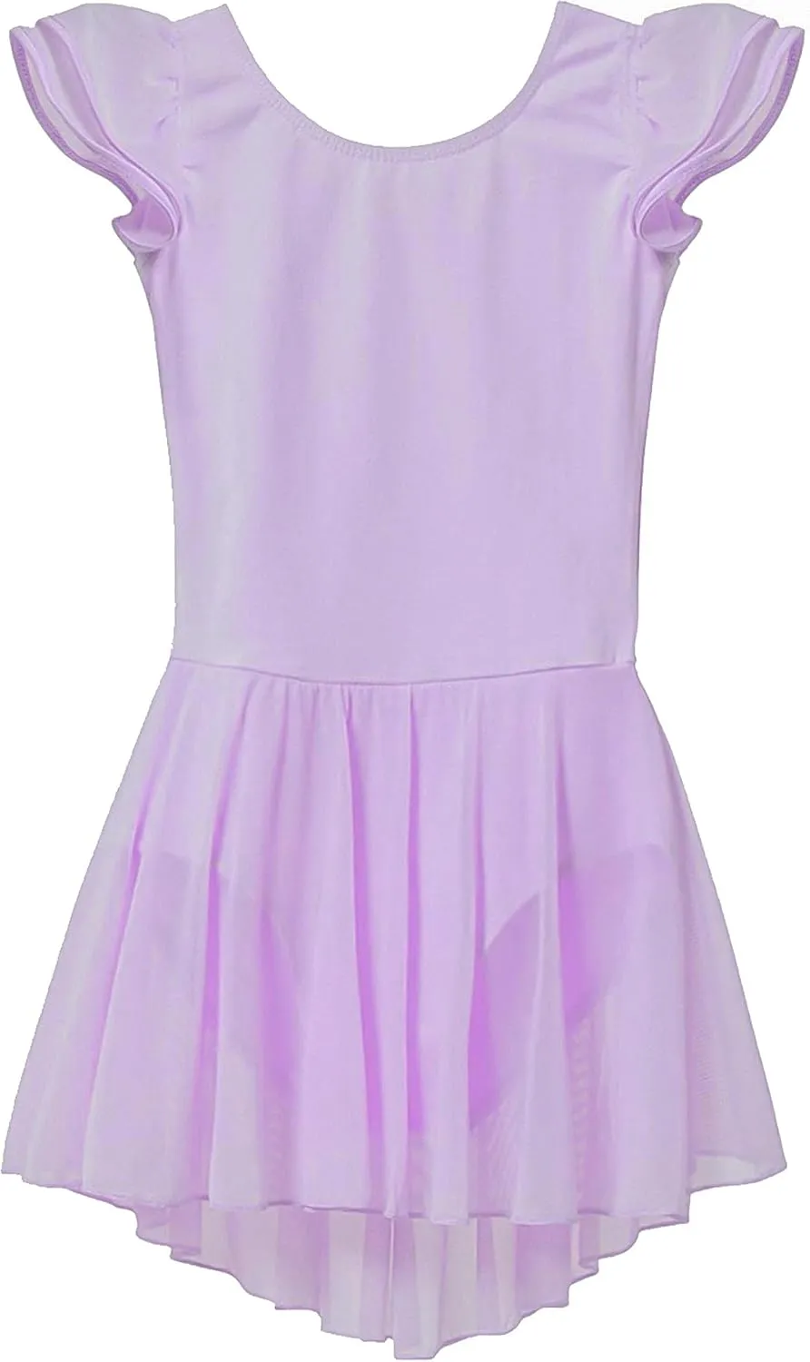 MdnMd Ballet Leotards for Girls Toddler Dance Ballet Leotard with Skirt Ballerina Dresses Tutu Outfits Flutter Sleeve
