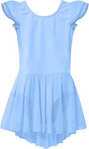 MdnMd Ballet Leotards for Girls Toddler Dance Ballet Leotard with Skirt Ballerina Dresses Tutu Outfits Flutter Sleeve