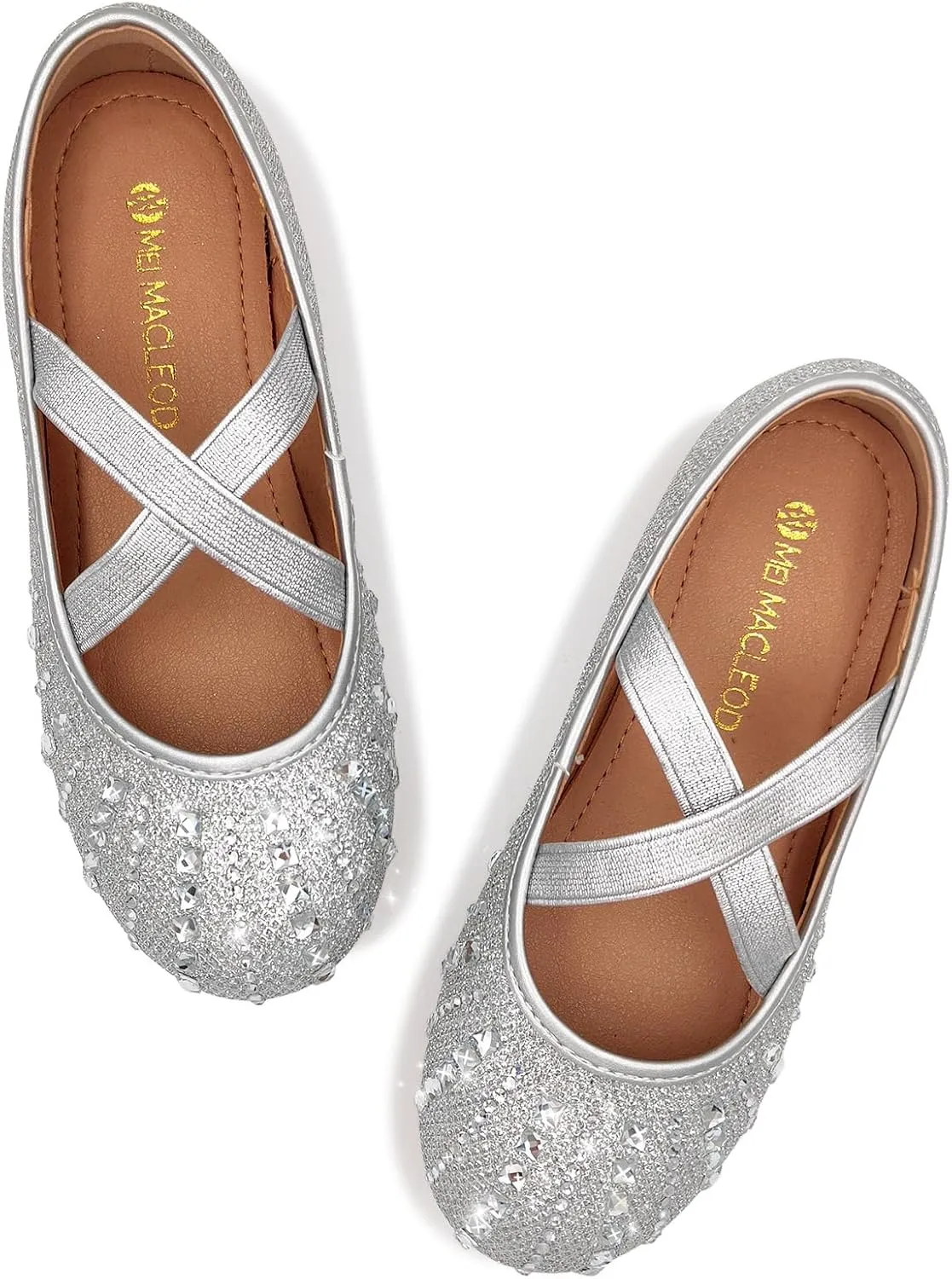 Mei MACLEOD Girls Ballet Flats Glitter Mary Jane Dress Shoes Ballerina