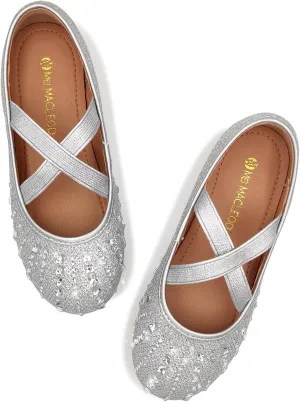 Mei MACLEOD Girls Ballet Flats Glitter Mary Jane Dress Shoes Ballerina